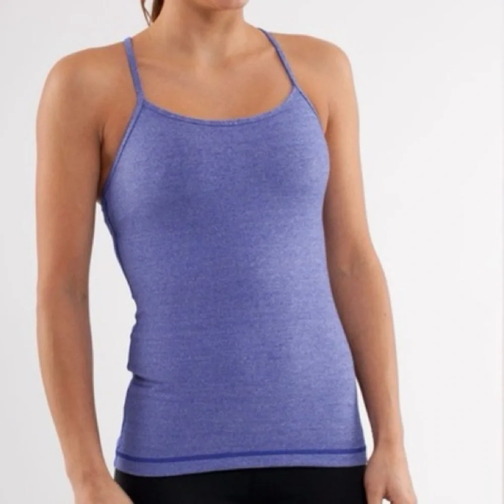 lululemon athletica Power Y Tank Heathered Blue - Picture 2 of 5